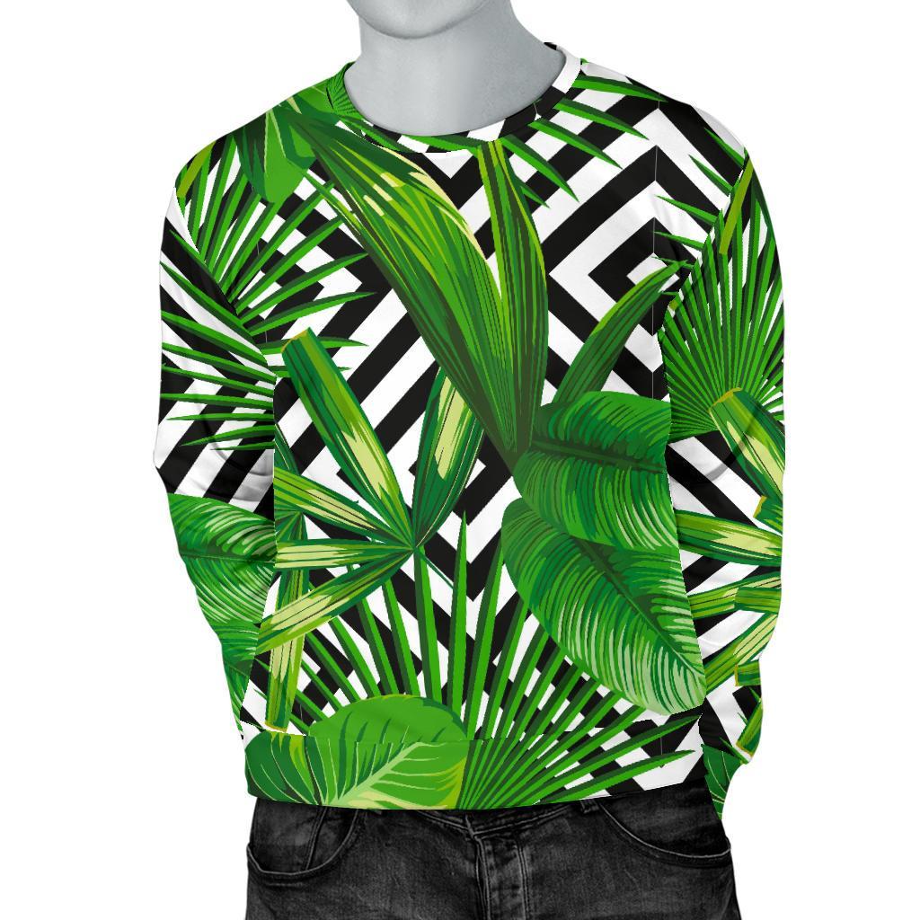 Exotic Tropical Leaves Pattern Print Men's Crewneck Sweatshirt GearFrost