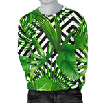 Exotic Tropical Leaves Pattern Print Men's Crewneck Sweatshirt GearFrost