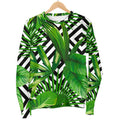 Exotic Tropical Leaves Pattern Print Men's Crewneck Sweatshirt