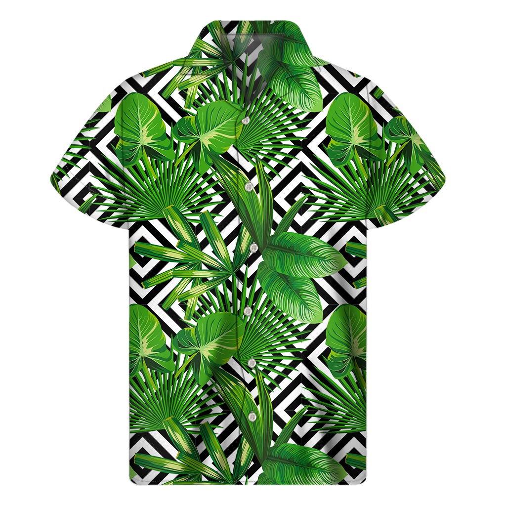 Exotic Tropical Leaves Pattern Print Men's Short Sleeve Shirt