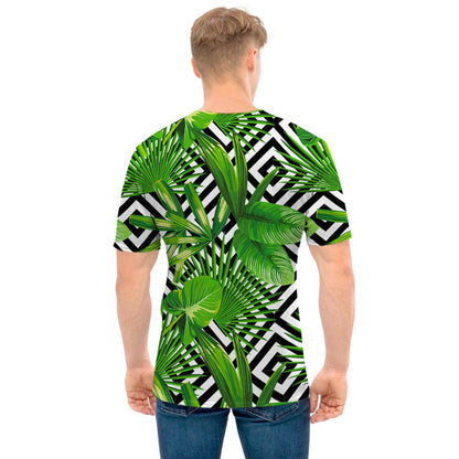 Exotic Tropical Leaves Pattern Print Men's T-Shirt