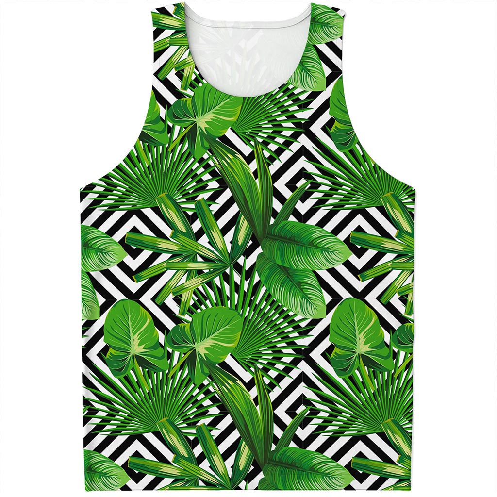 Exotic Tropical Leaves Pattern Print Men's Tank Top
