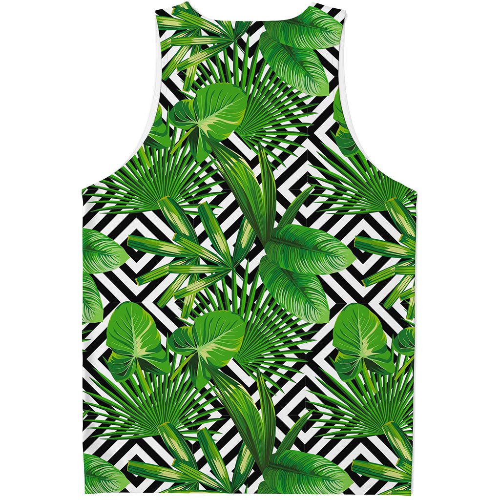 Exotic Tropical Leaves Pattern Print Men's Tank Top