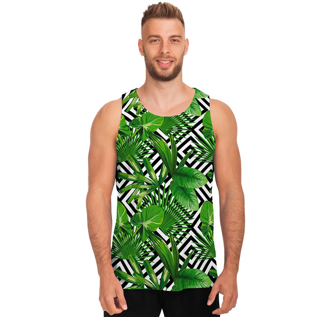 Exotic Tropical Leaves Pattern Print Men's Tank Top