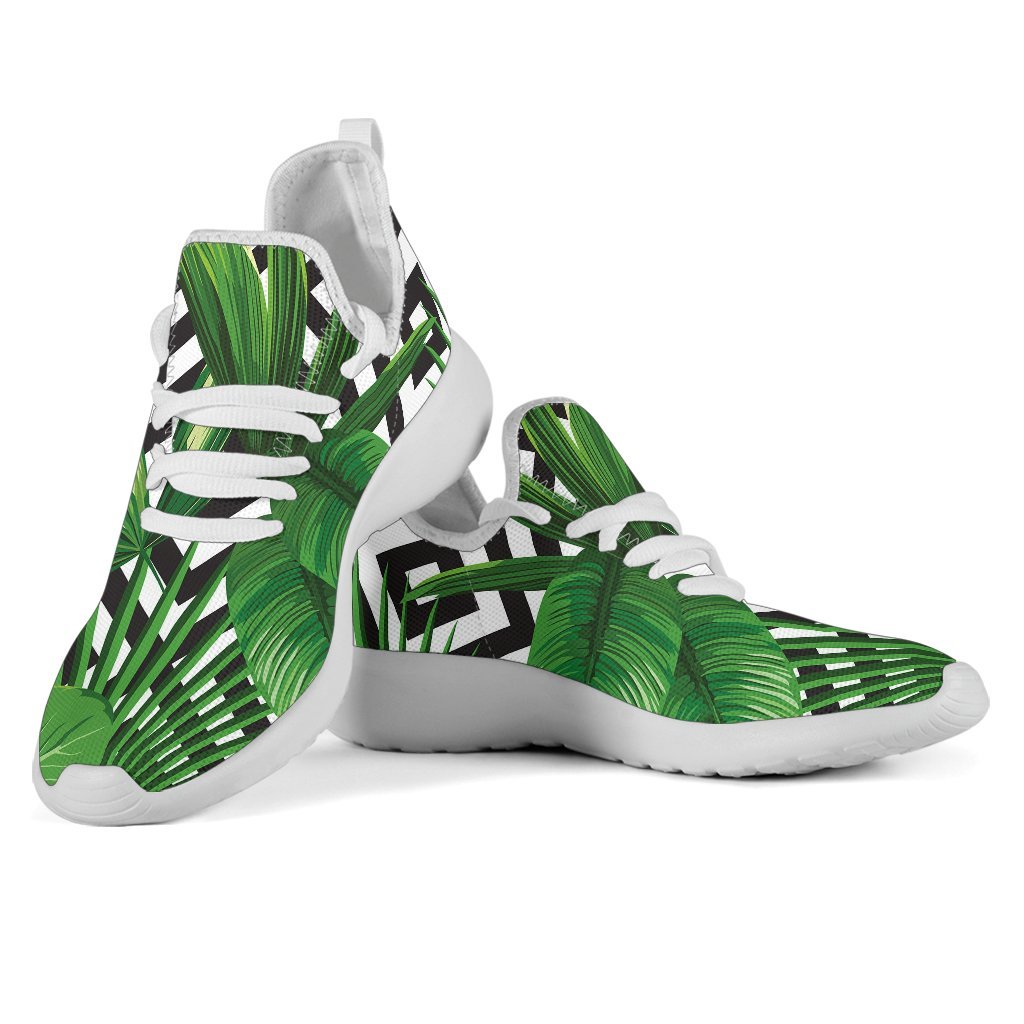 Exotic Tropical Leaves Pattern Print Mesh Knit Shoes GearFrost