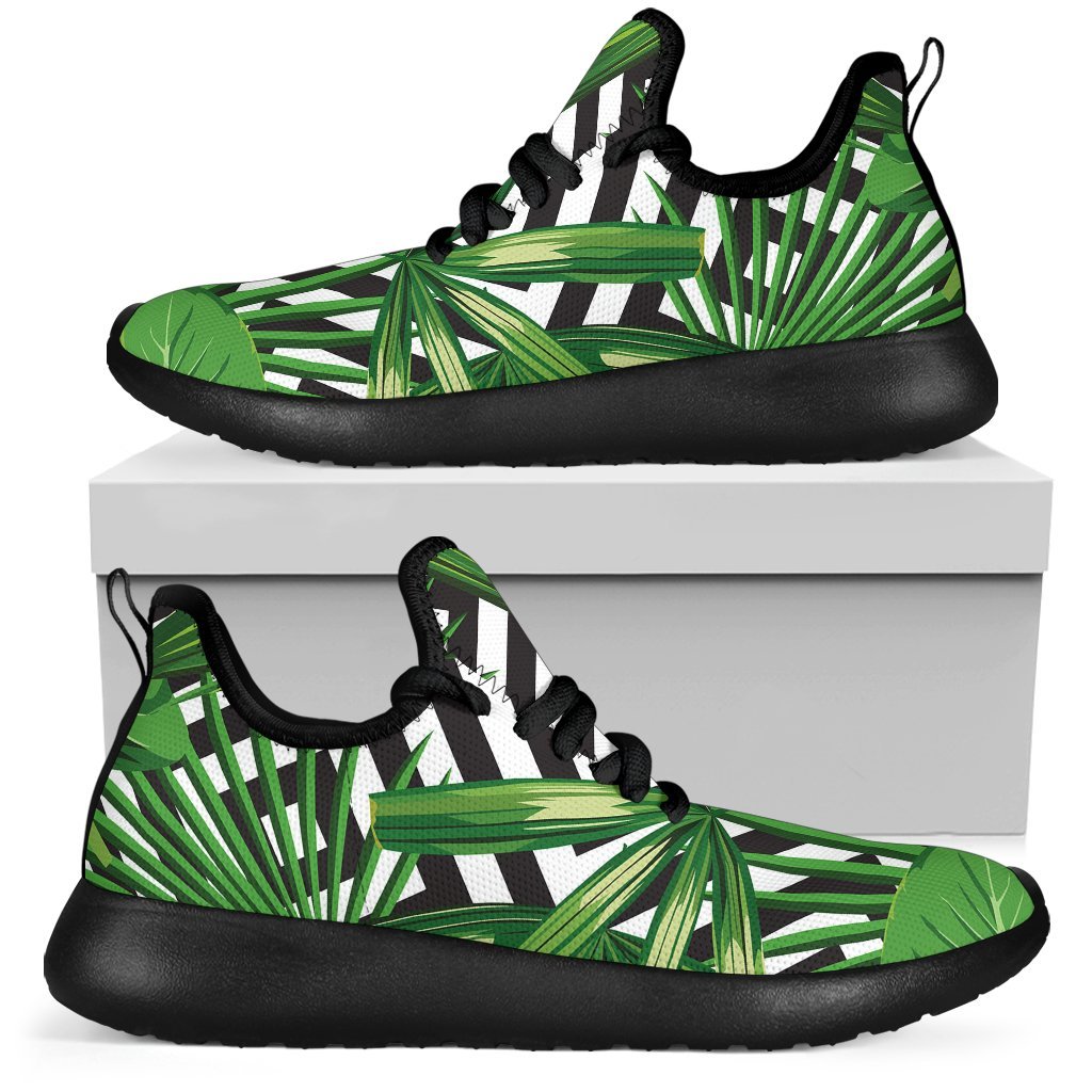 Exotic Tropical Leaves Pattern Print Mesh Knit Shoes GearFrost