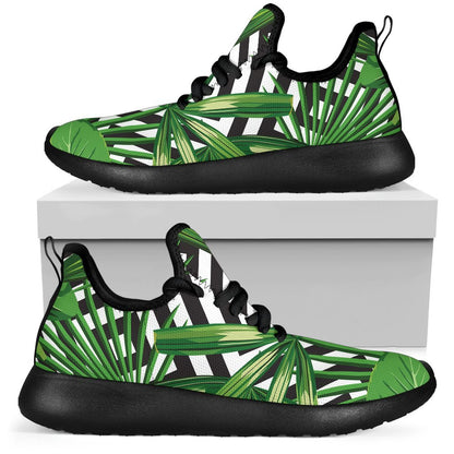 Exotic Tropical Leaves Pattern Print Mesh Knit Shoes GearFrost