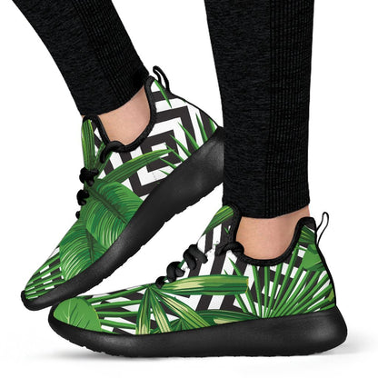 Exotic Tropical Leaves Pattern Print Mesh Knit Shoes GearFrost
