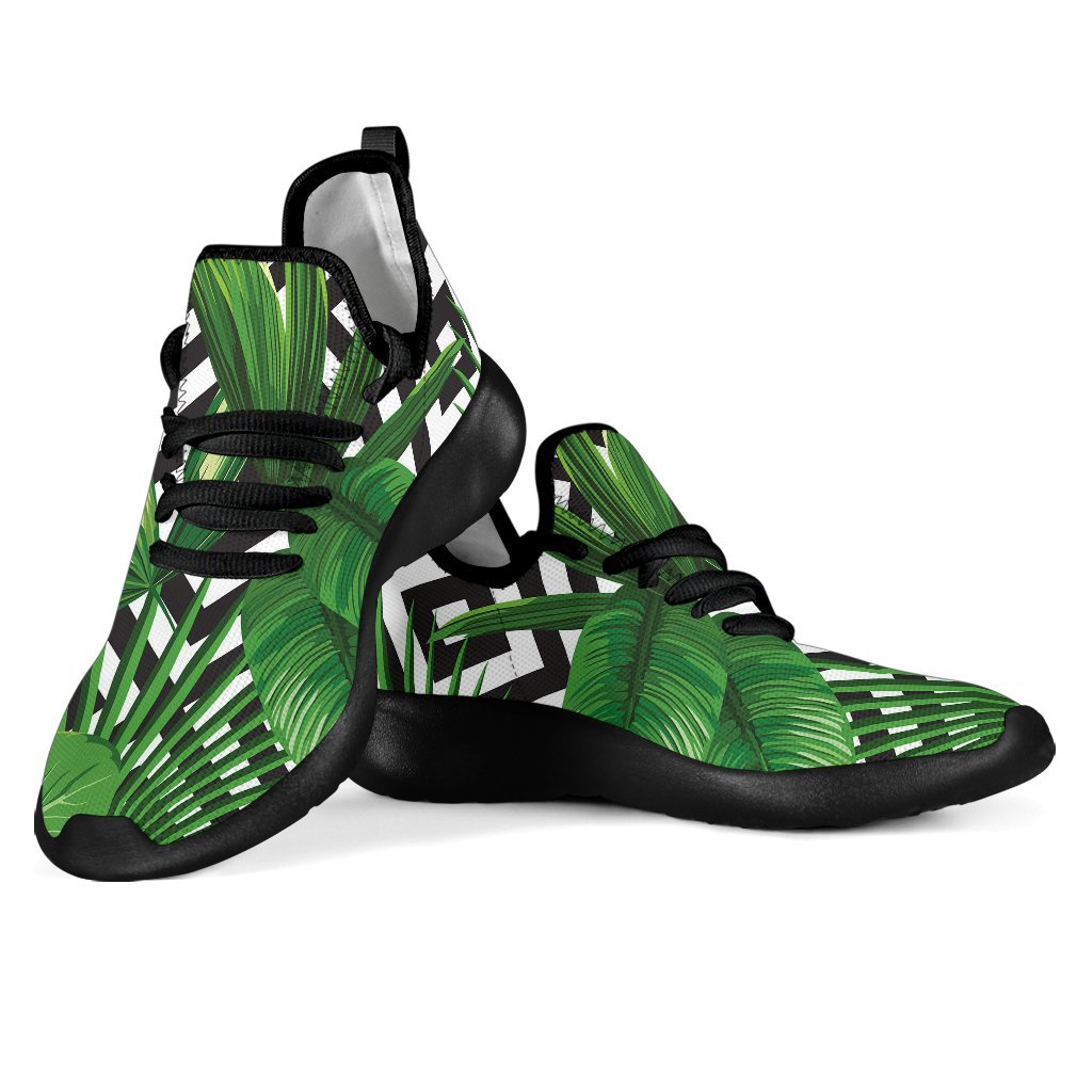 Exotic Tropical Leaves Pattern Print Mesh Knit Shoes GearFrost