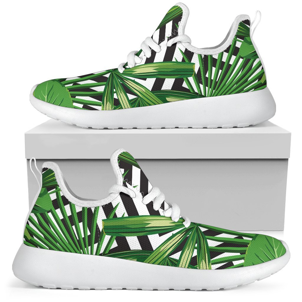Exotic Tropical Leaves Pattern Print Mesh Knit Shoes GearFrost