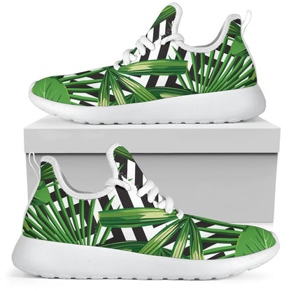 Exotic Tropical Leaves Pattern Print Mesh Knit Shoes GearFrost