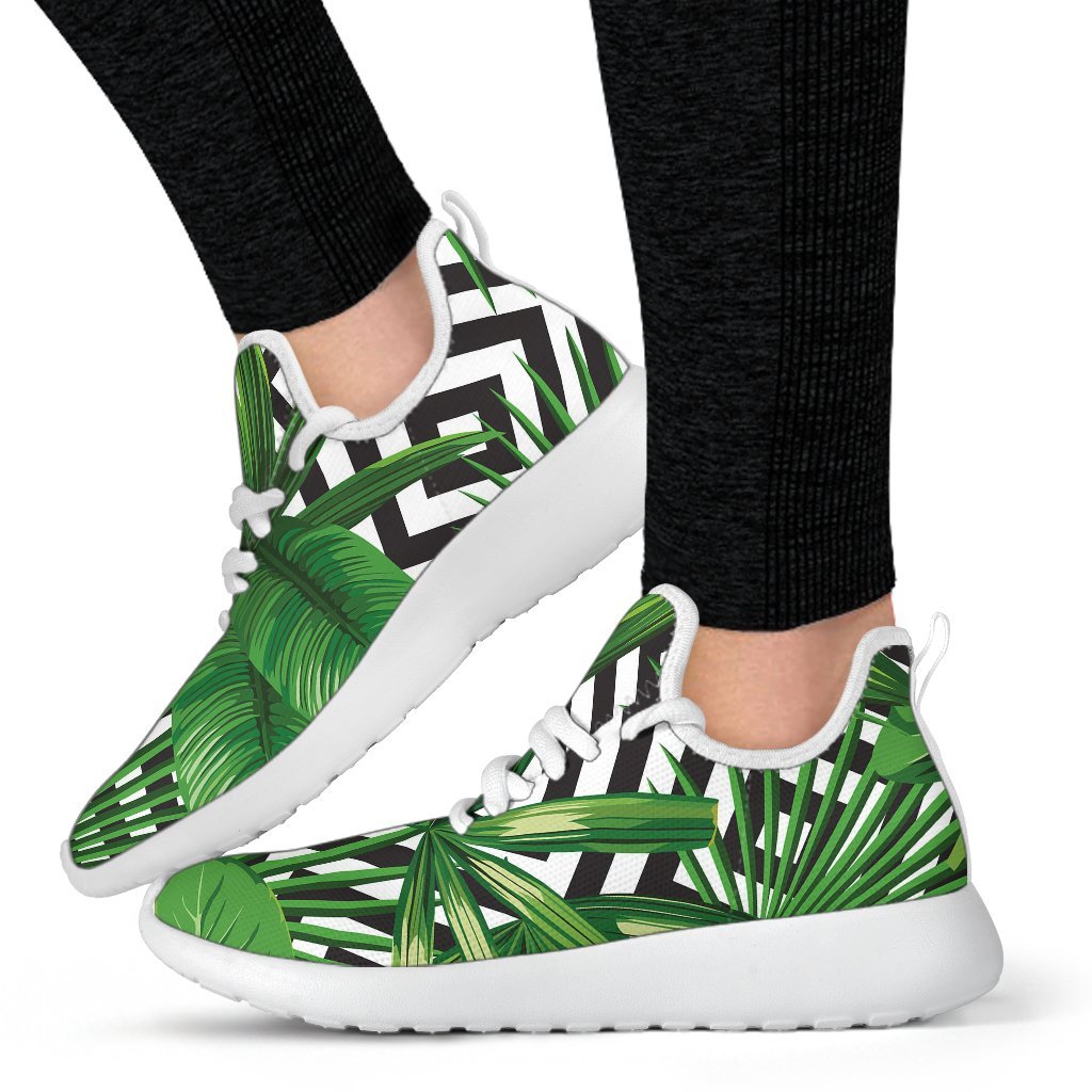 Exotic Tropical Leaves Pattern Print Mesh Knit Shoes GearFrost