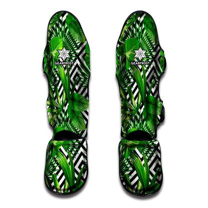 Exotic Tropical Leaves Pattern Print Muay Thai Shin Guard