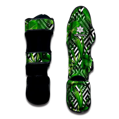 Exotic Tropical Leaves Pattern Print Muay Thai Shin Guard