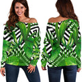 Exotic Tropical Leaves Pattern Print Off The Shoulder Sweatshirt