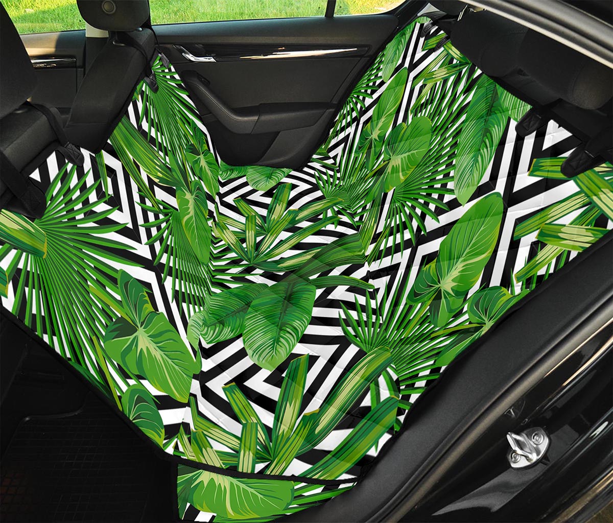 Exotic Tropical Leaves Pattern Print Pet Car Back Seat Cover