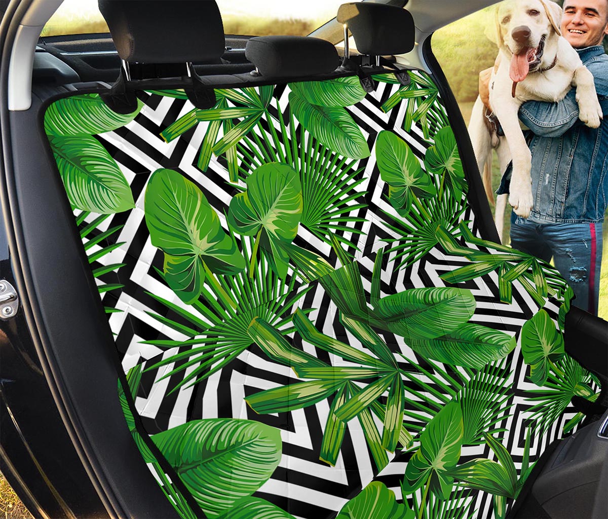 Exotic Tropical Leaves Pattern Print Pet Car Back Seat Cover