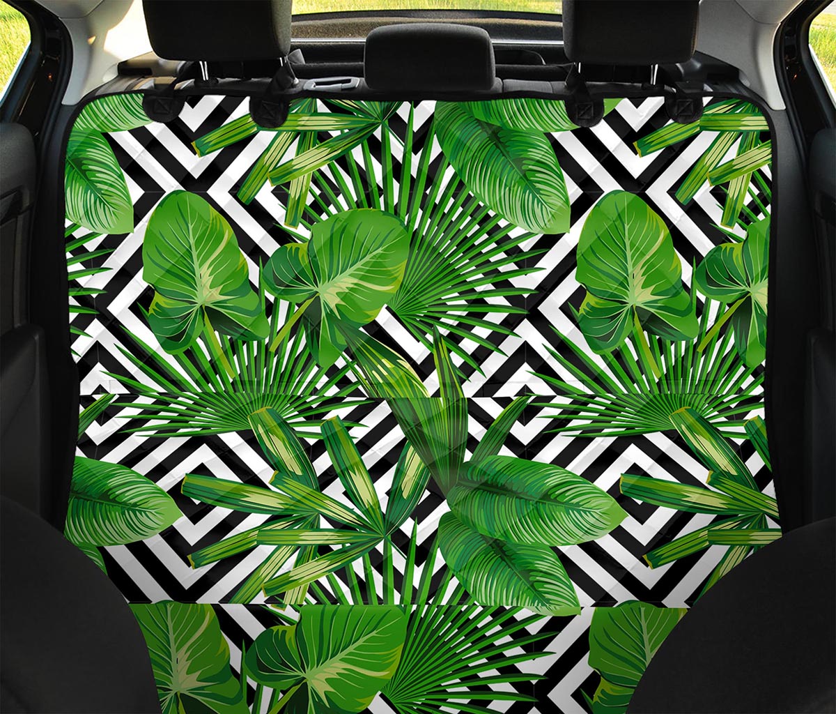 Exotic Tropical Leaves Pattern Print Pet Car Back Seat Cover