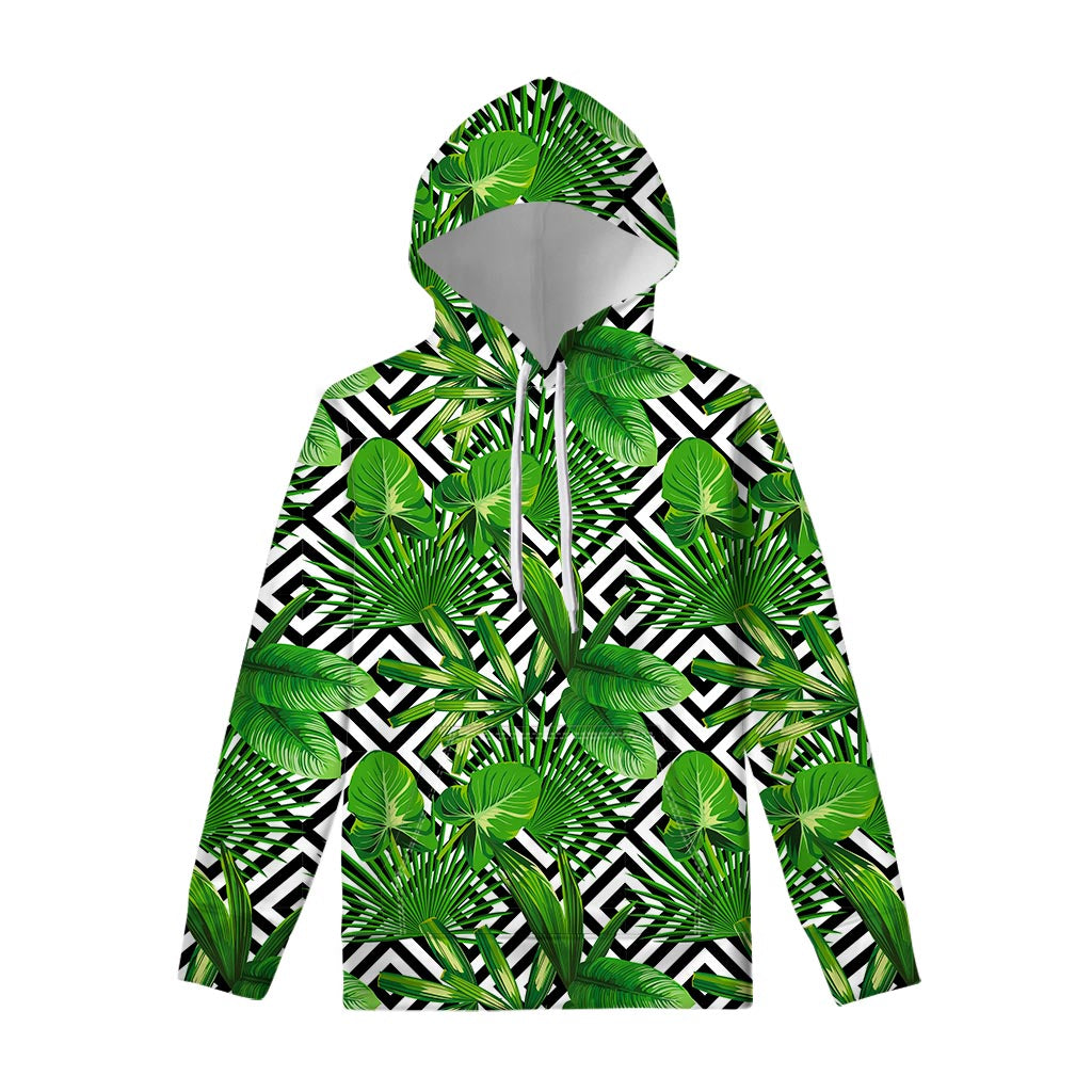 Exotic Tropical Leaves Pattern Print Pullover Hoodie