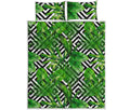 Exotic Tropical Leaves Pattern Print Quilt Bed Set
