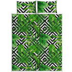 Exotic Tropical Leaves Pattern Print Quilt Bed Set