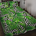 Exotic Tropical Leaves Pattern Print Quilt Bed Set