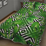 Exotic Tropical Leaves Pattern Print Quilt Bed Set