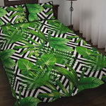 Exotic Tropical Leaves Pattern Print Quilt Bed Set