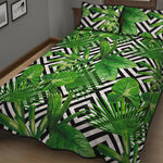 Exotic Tropical Leaves Pattern Print Quilt Bed Set