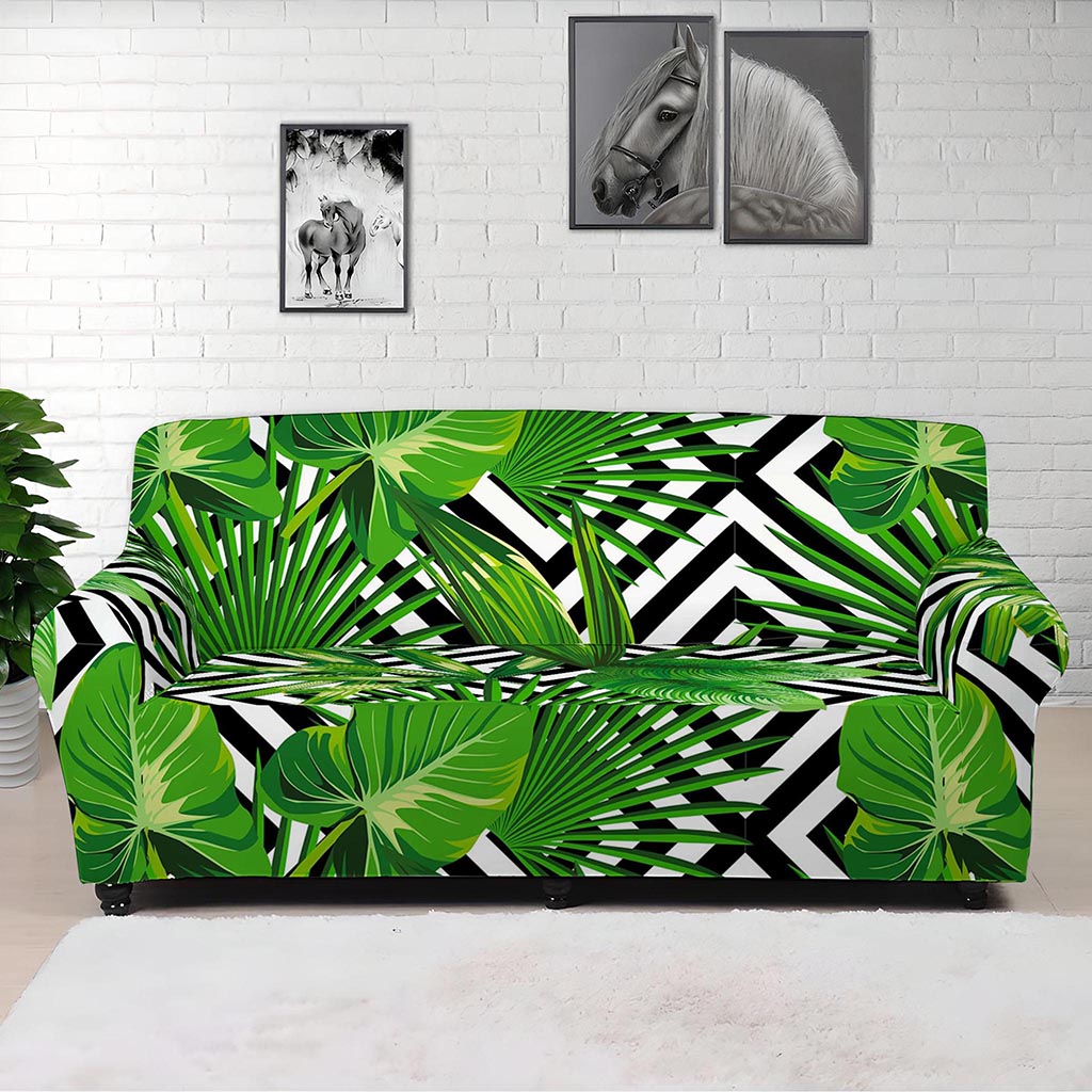 Exotic Tropical Leaves Pattern Print Sofa Cover