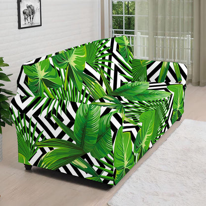 Exotic Tropical Leaves Pattern Print Sofa Cover