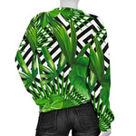 Exotic Tropical Leaves Pattern Print Women's Crewneck Sweatshirt GearFrost