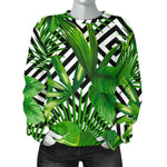Exotic Tropical Leaves Pattern Print Women's Crewneck Sweatshirt GearFrost