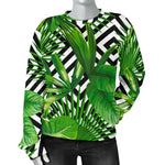 Exotic Tropical Leaves Pattern Print Women's Crewneck Sweatshirt GearFrost
