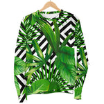 Exotic Tropical Leaves Pattern Print Women's Crewneck Sweatshirt GearFrost