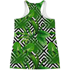 Exotic Tropical Leaves Pattern Print Women's Racerback Tank Top