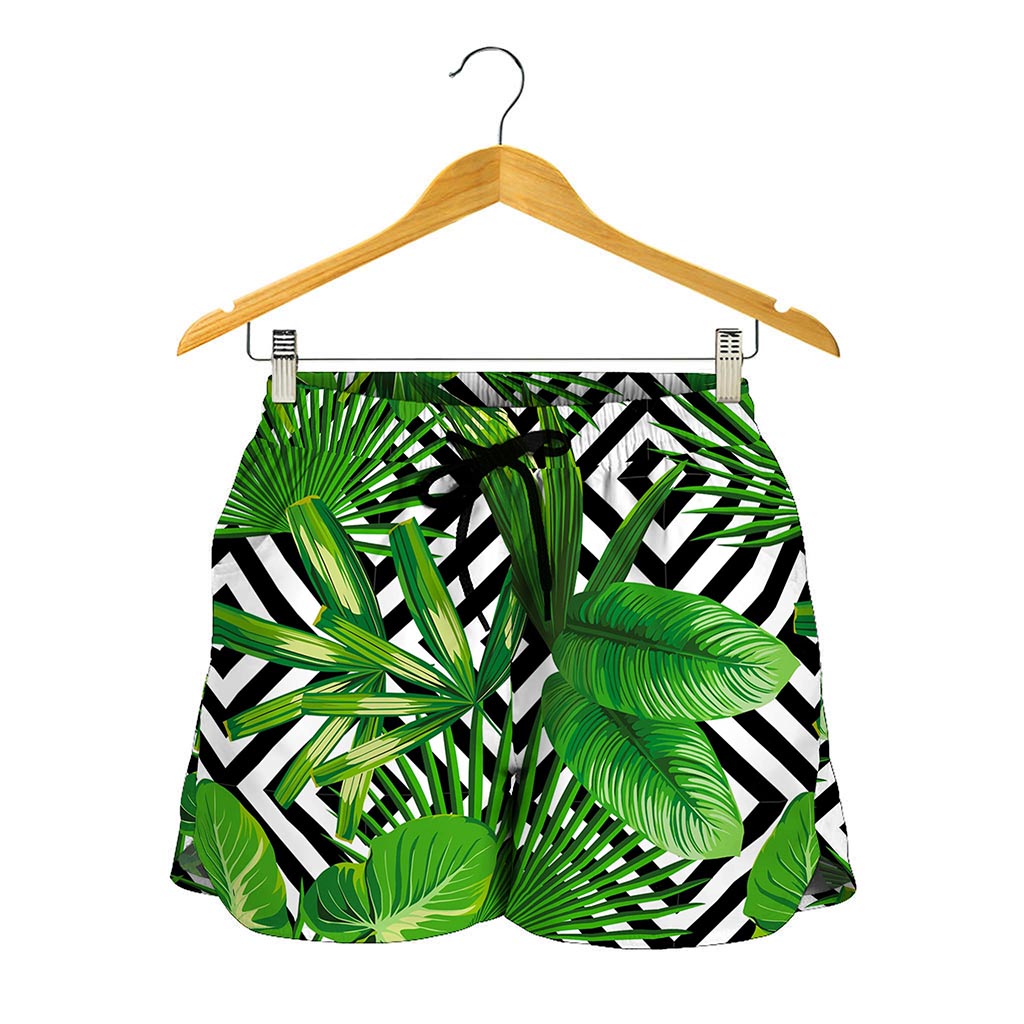 Exotic Tropical Leaves Pattern Print Women's Shorts