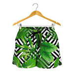 Exotic Tropical Leaves Pattern Print Women's Shorts