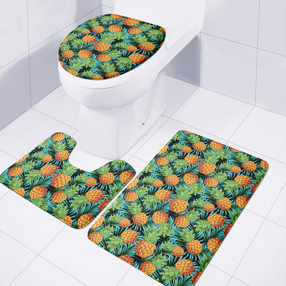 Exotic Tropical Pineapple Pattern Print 3 Piece Bath Mat Set