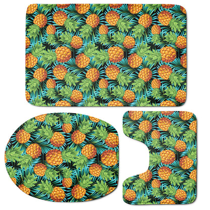 Exotic Tropical Pineapple Pattern Print 3 Piece Bath Mat Set