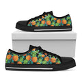 Exotic Tropical Pineapple Pattern Print Black Low Top Sneakers