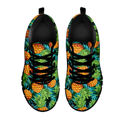 Exotic Tropical Pineapple Pattern Print Black Sneakers