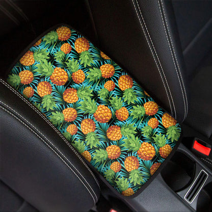 Exotic Tropical Pineapple Pattern Print Car Center Console Cover