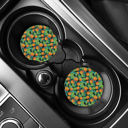 Exotic Tropical Pineapple Pattern Print Car Coasters