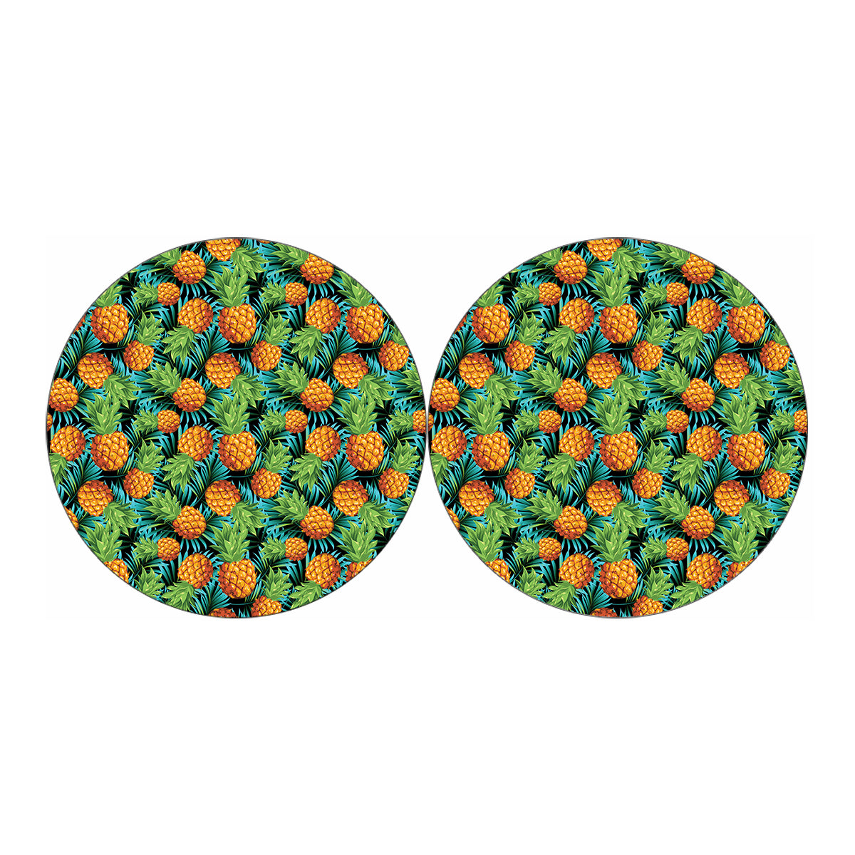 Exotic Tropical Pineapple Pattern Print Car Coasters