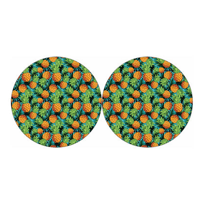 Exotic Tropical Pineapple Pattern Print Car Coasters