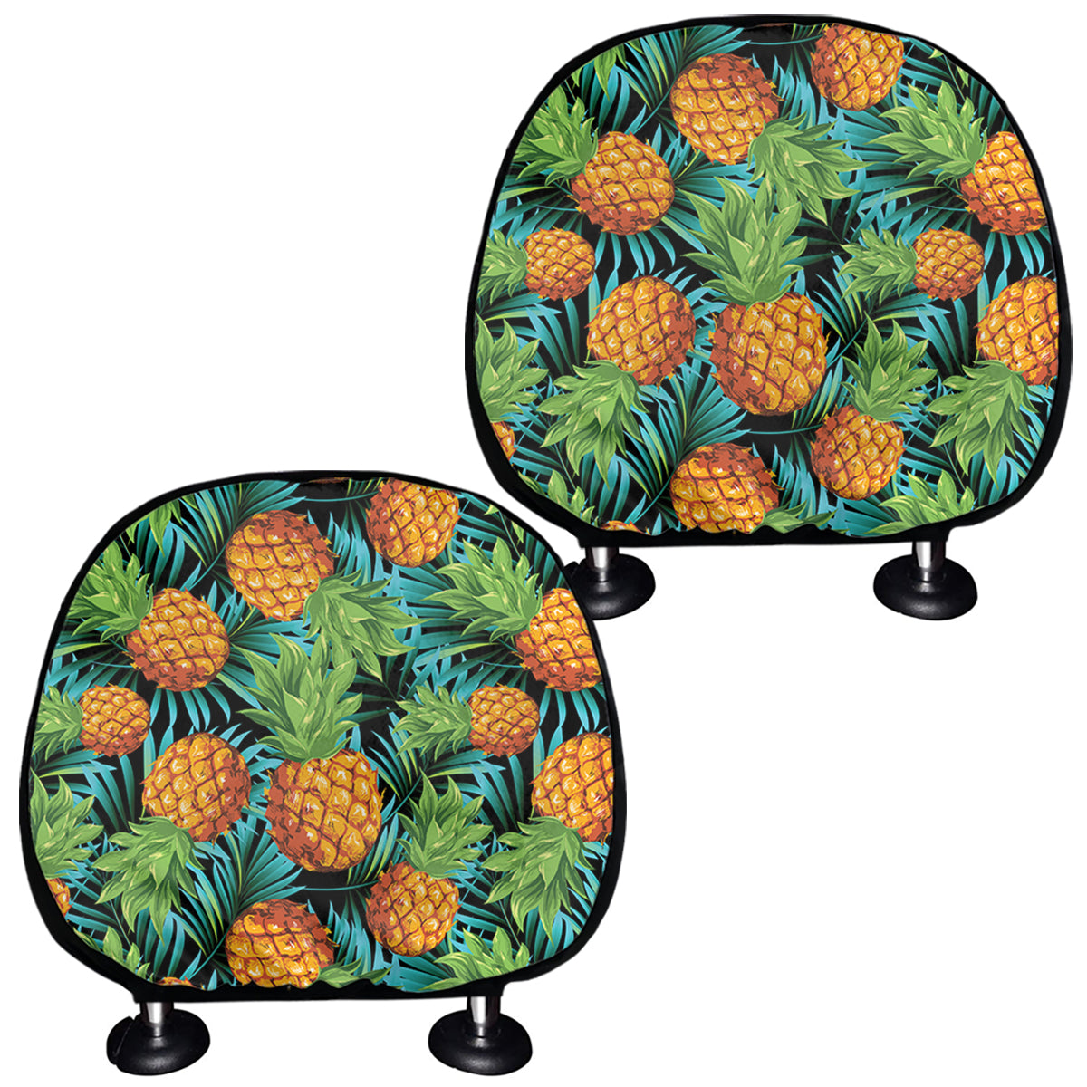 Exotic Tropical Pineapple Pattern Print Car Headrest Covers