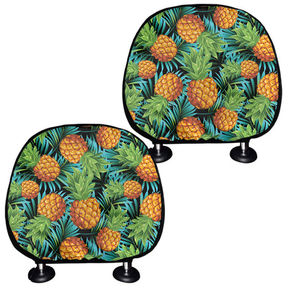 Exotic Tropical Pineapple Pattern Print Car Headrest Covers