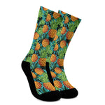 Exotic Tropical Pineapple Pattern Print Crew Socks