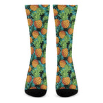 Exotic Tropical Pineapple Pattern Print Crew Socks